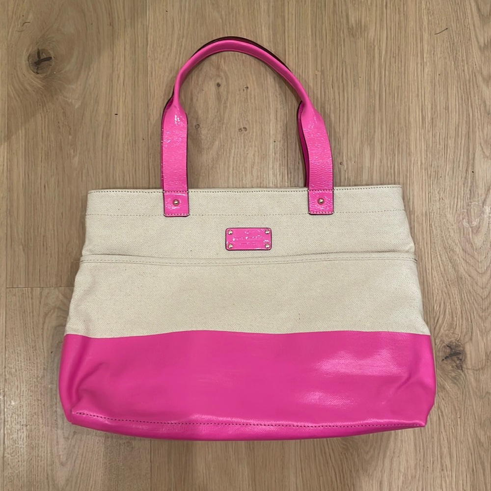 Kate Spade Neon Pink Canvas Tote